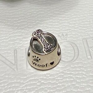 Pandora Silver Dog Charm with Bone CZ Design